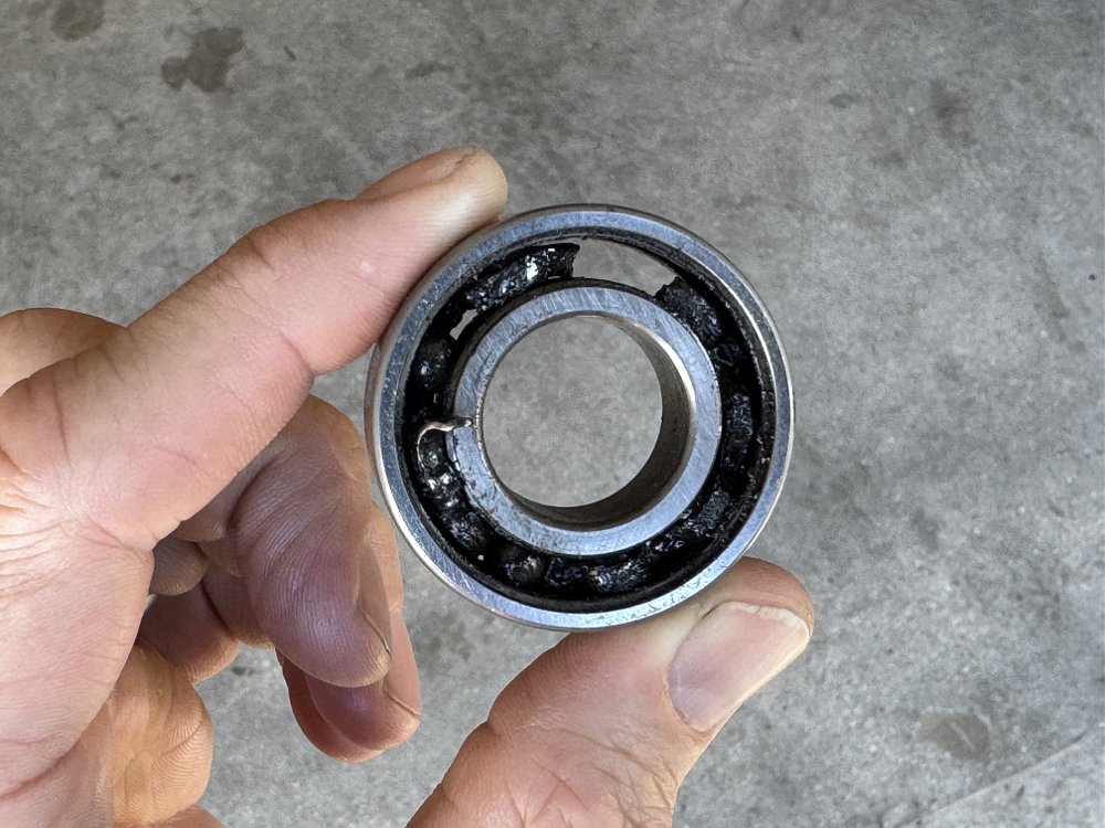 Worn motorcycle wheel bearing