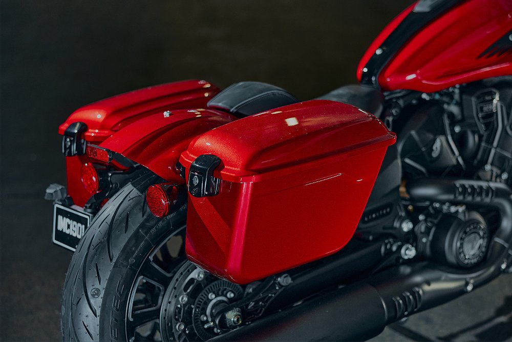 A close-up of the Sport Scout RT's 10-gallon saddlebags.