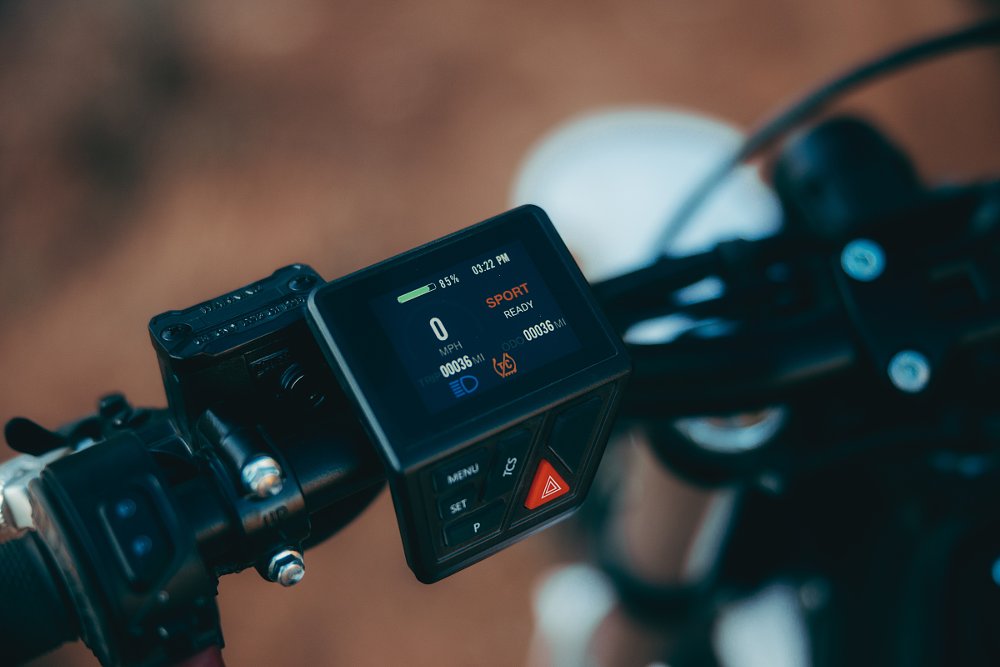 close view of the small, square digital display
