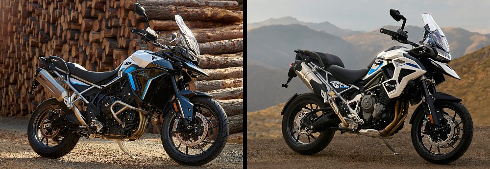 The Tiger 1200 GT Pro Alpine and Tiger 900 GT Pro Alpine pictures arrange side-by-side.