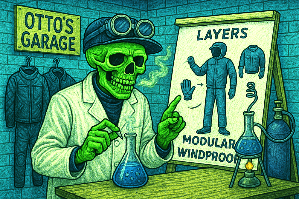 Herman in a science lab with image of gear on the wall