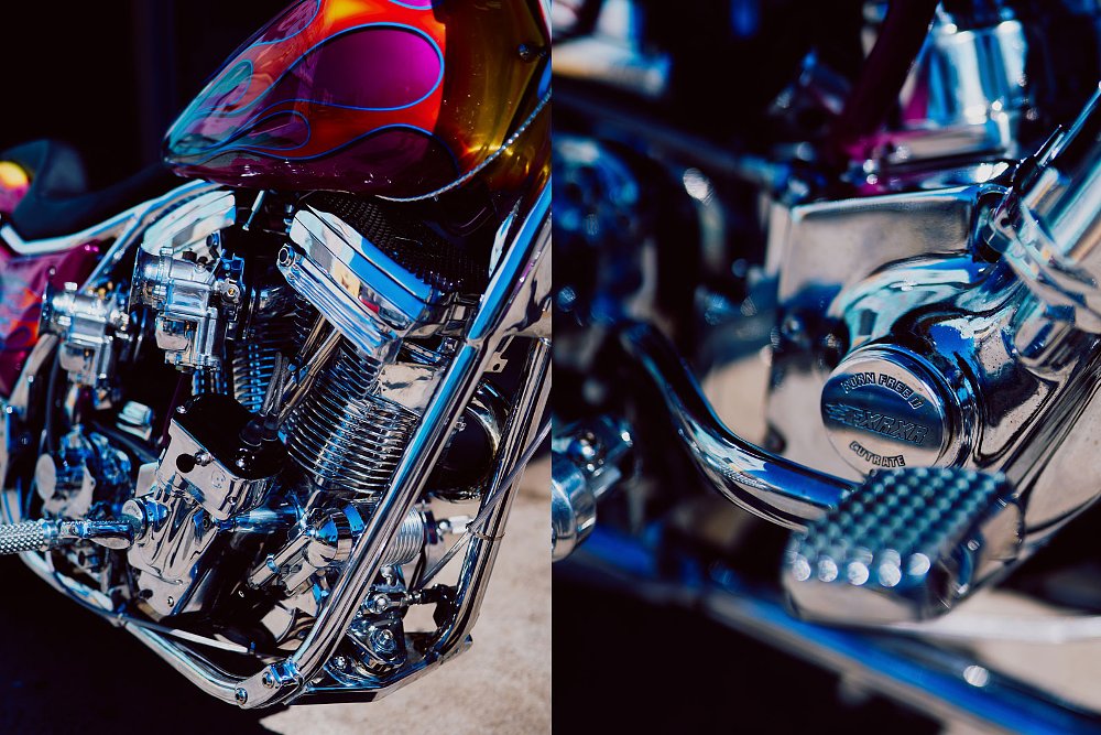 two close views of the modified engine