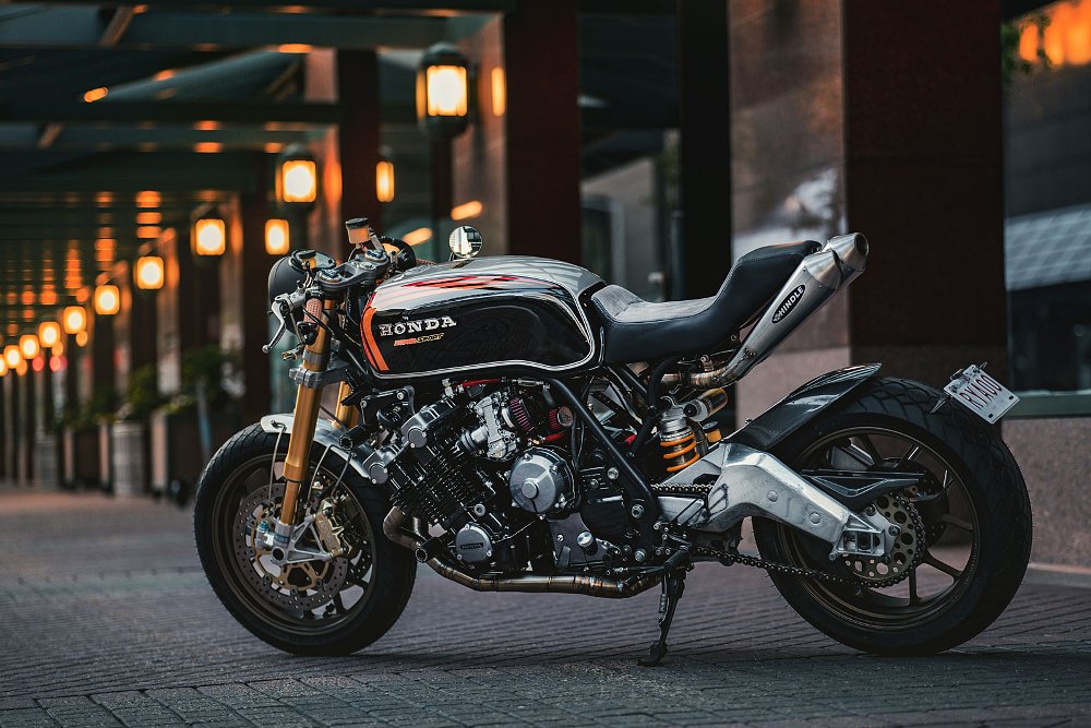 side rear angle view of the CBX, showing the high-exit exhaust