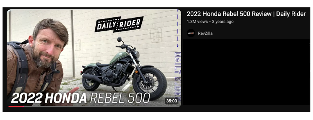 2022 Honda Rebel 500 Daily Rider screenshot.