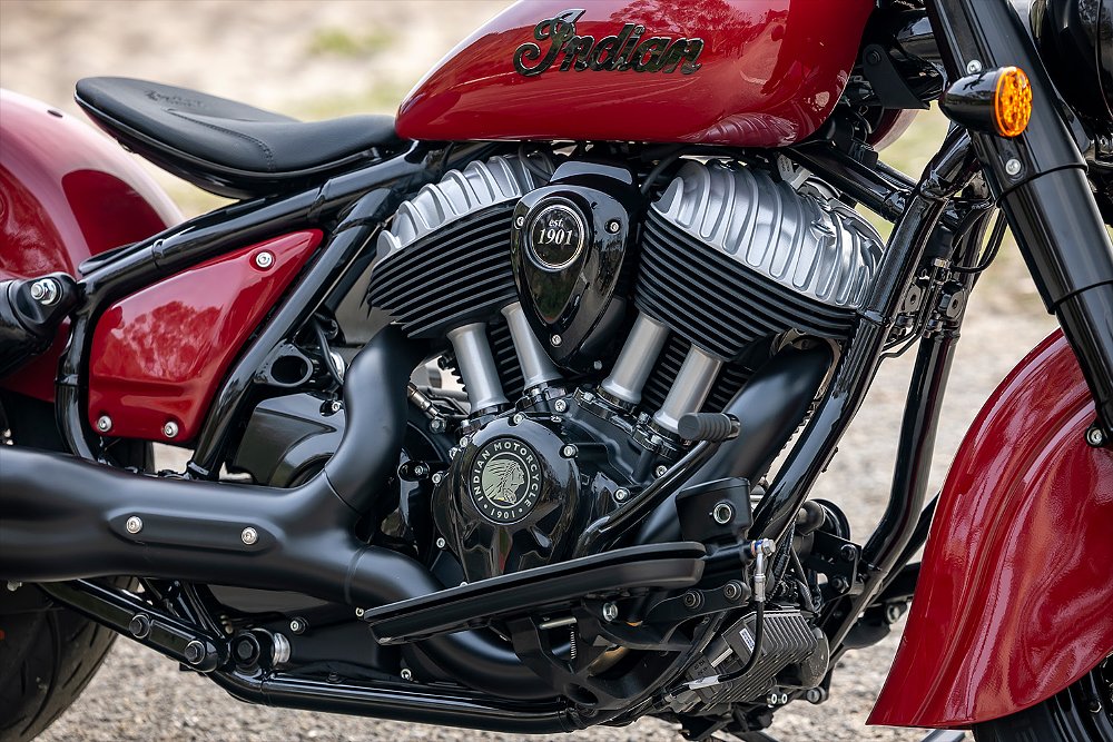 A close-up of the Indian Chief Vintage's Thunderstroke 116 V-twin engine.