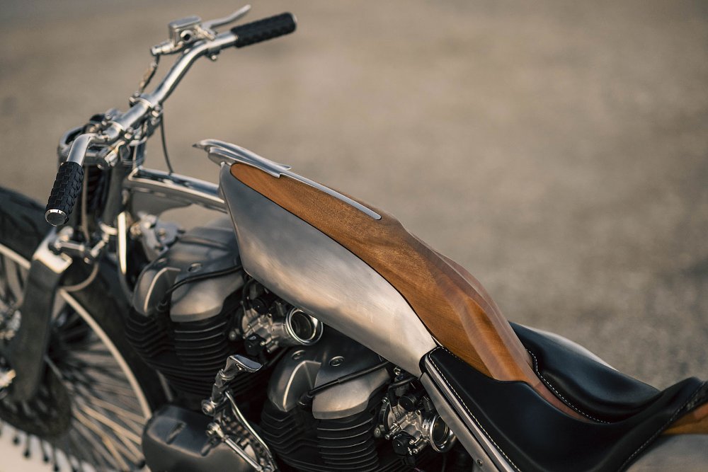 wood, aluminum, and steel parts, but no paint