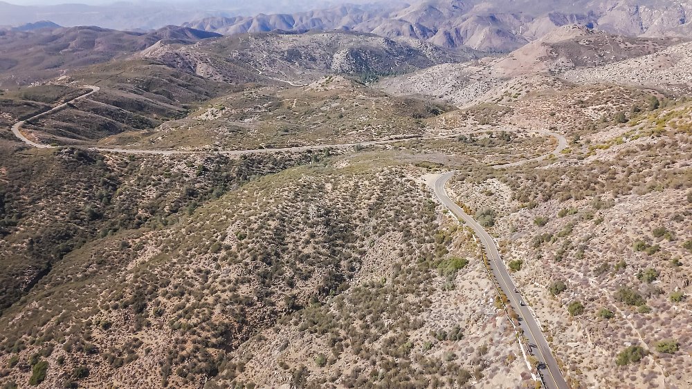 A drone shot of the San Pedro Martir HIll Climb course in Baja California, Mexico.