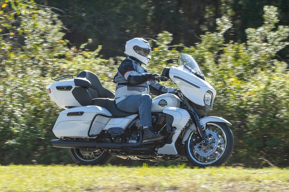 rider on a white Street Glide