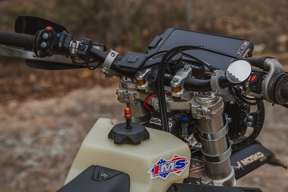cockpit view of the custom off-road motorcycle