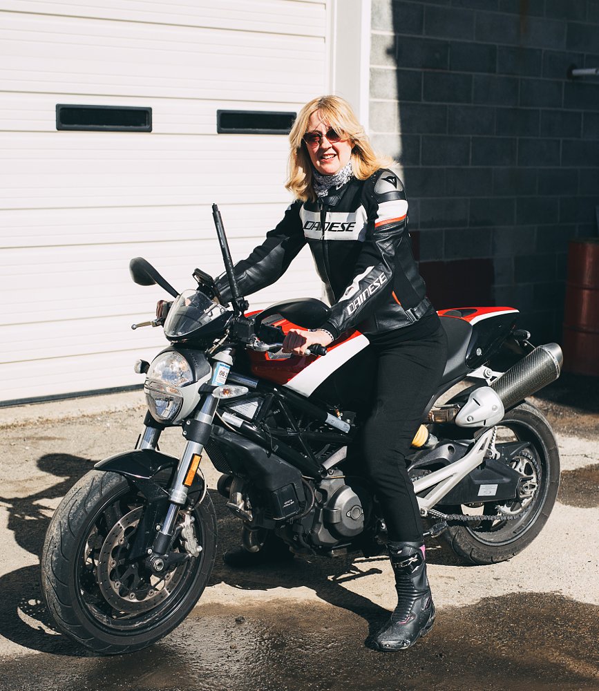 the author posing on her Monster