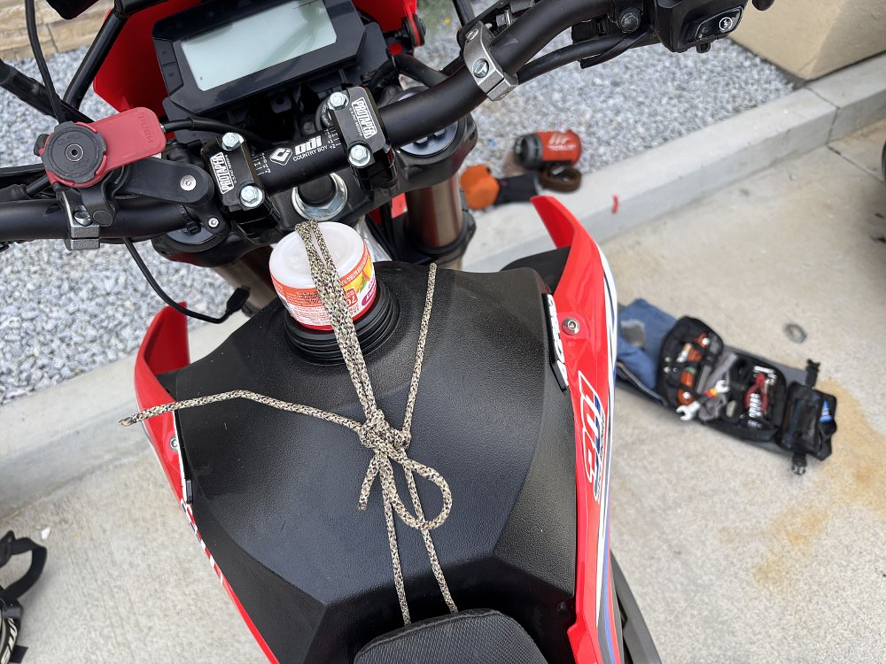 Fabricated gas cap on a CRF300L