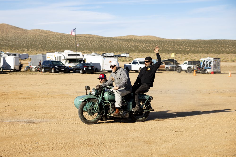 Grant Peterson on his sidecar at the Biltwell 100