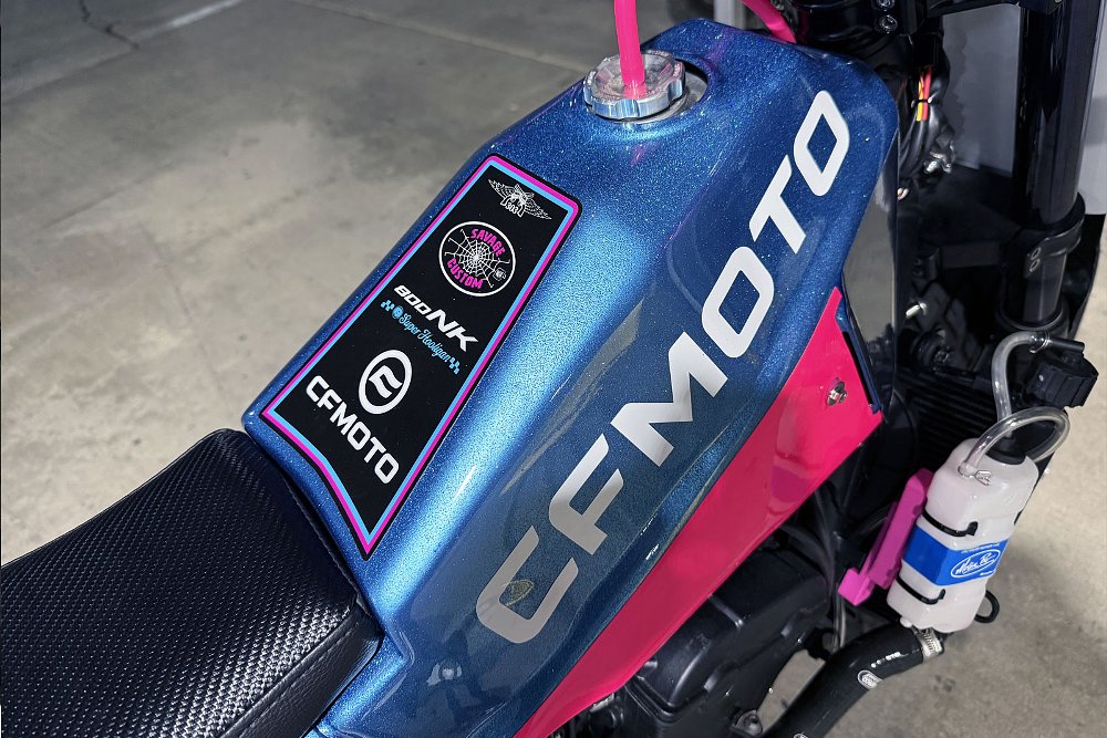 CFMOTO logo on the race bike's tank