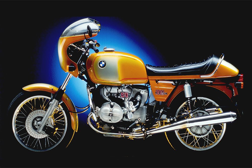 A vintage image of BMW's R90S.