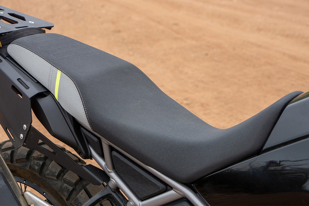 A close-up of the Ibex 450's stock seat.