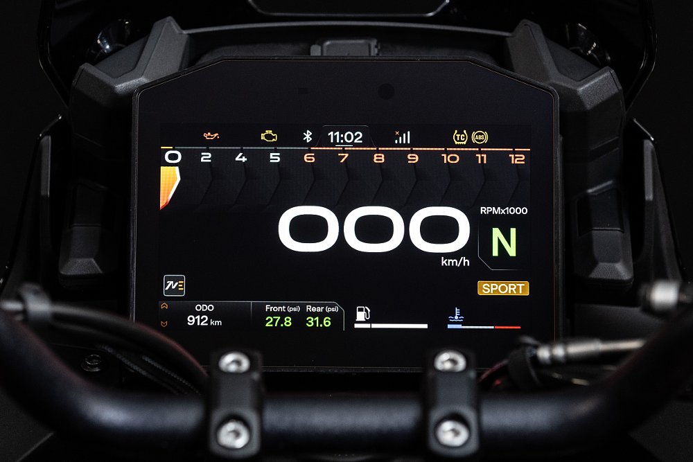 studio photo of the full-color TFT display on the Atlas