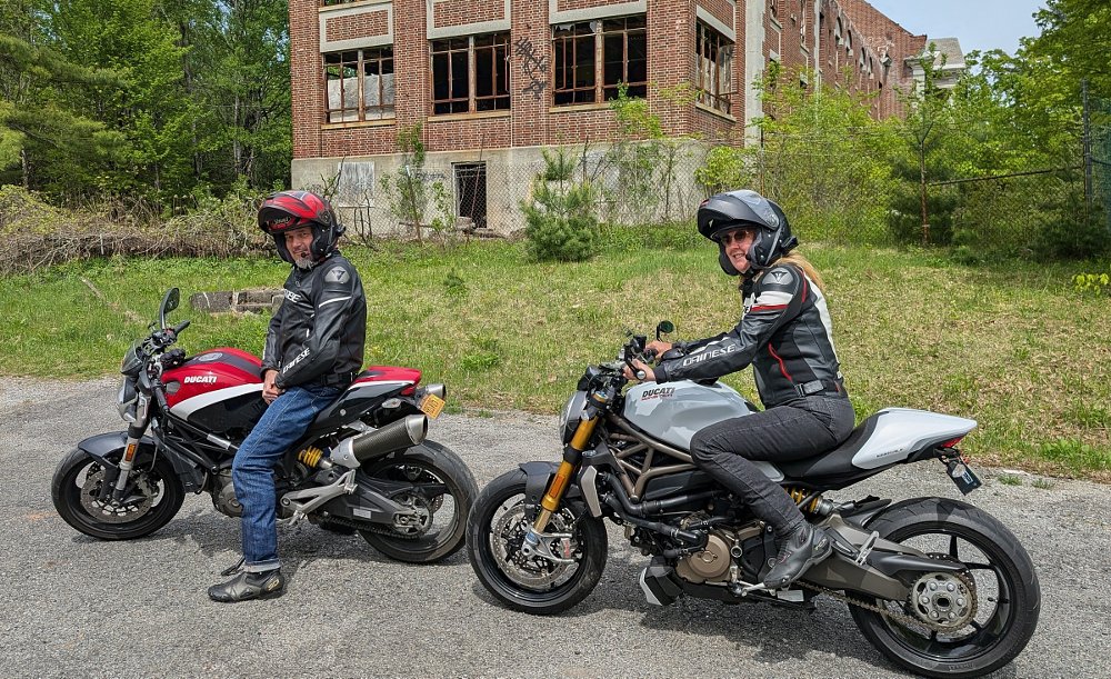 Andrea on the red and black Monster, Wendy on the white Monsterone