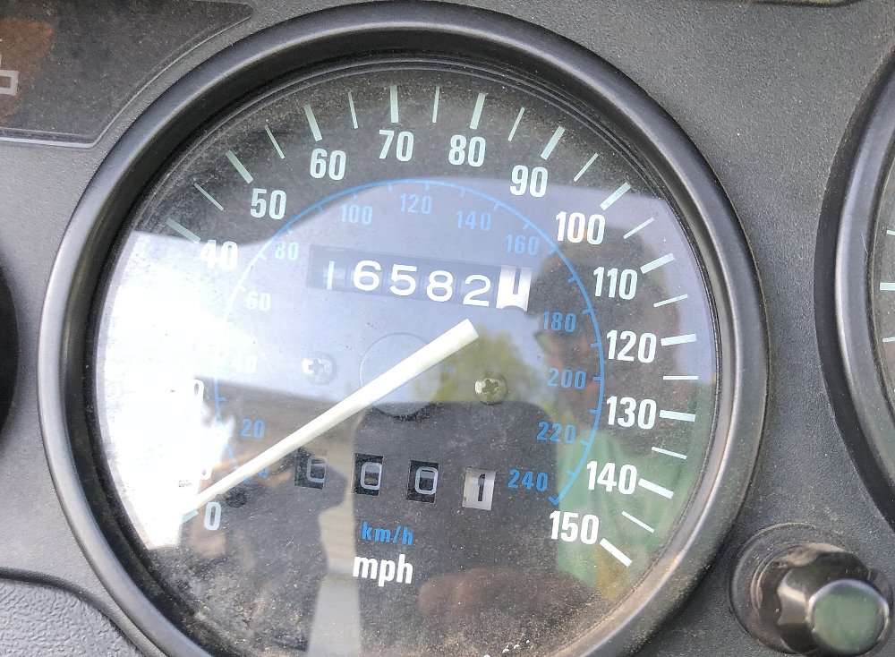 close view of the odometer showing the mileage