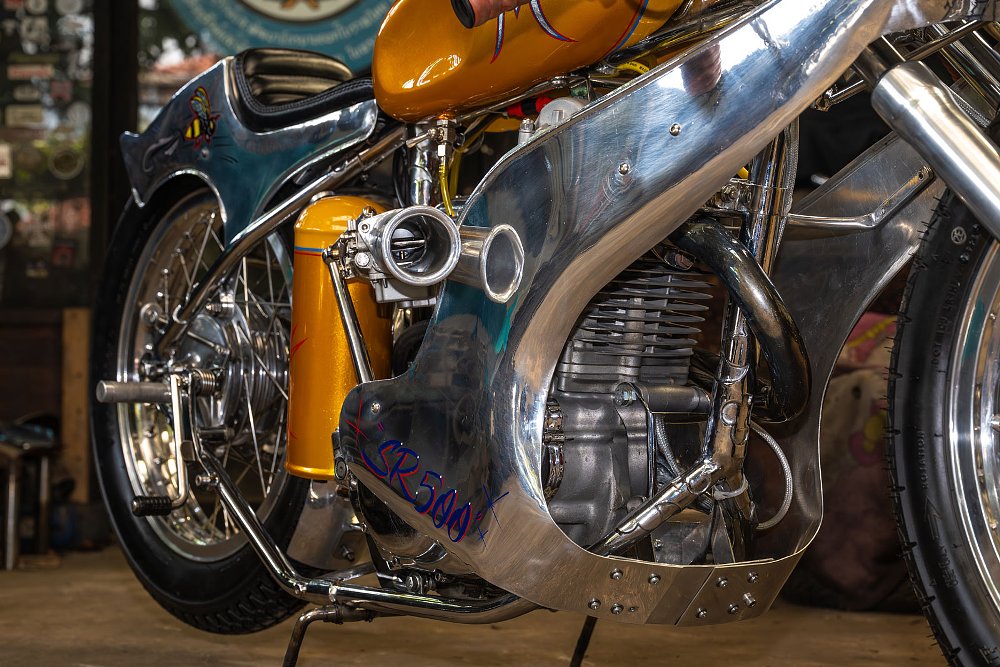 close image of the single-cylinder engine with bolt-on supercharger