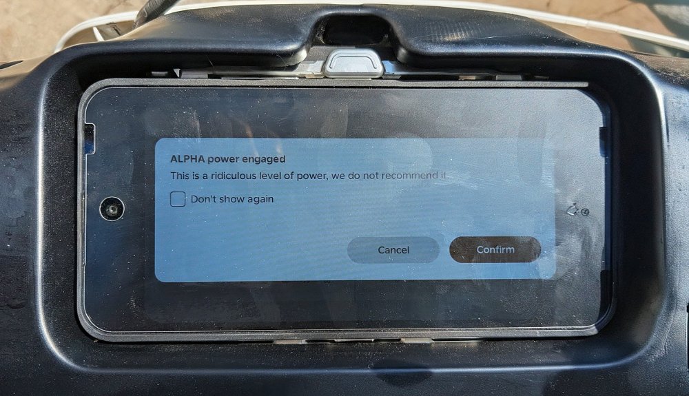 on-screen warning saying 'This is a ridiculous level of power, we do not recommend it'