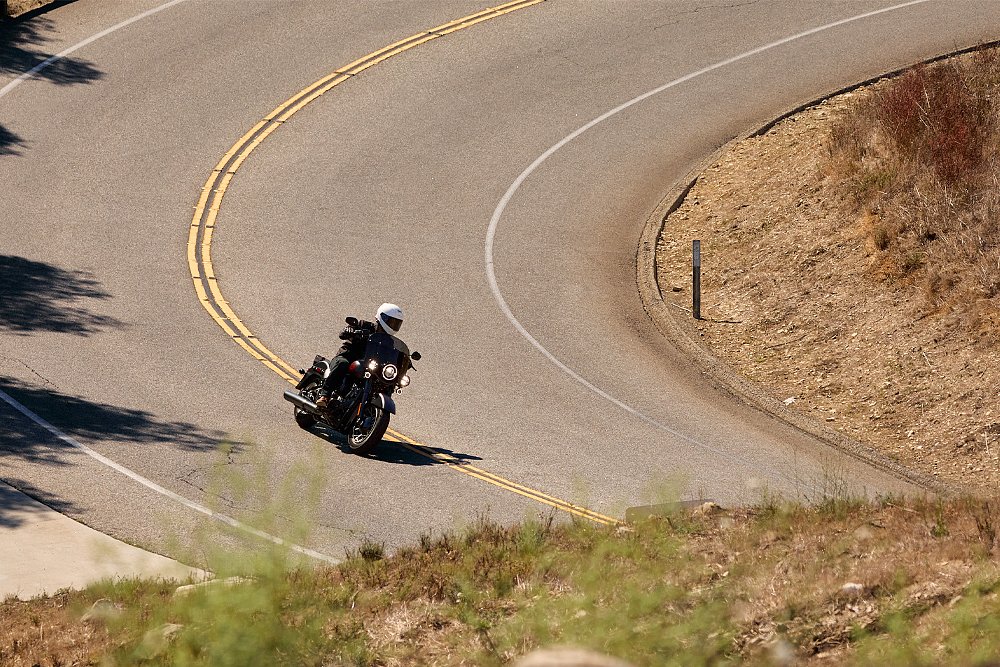 Dustin rides the Deadwood through a sweeping turn.