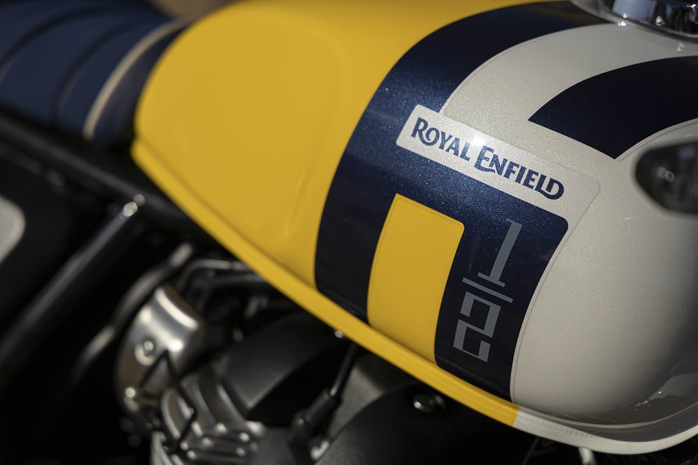 2026 Royal Enfield INT Bear 650 fuel tank paint detail.