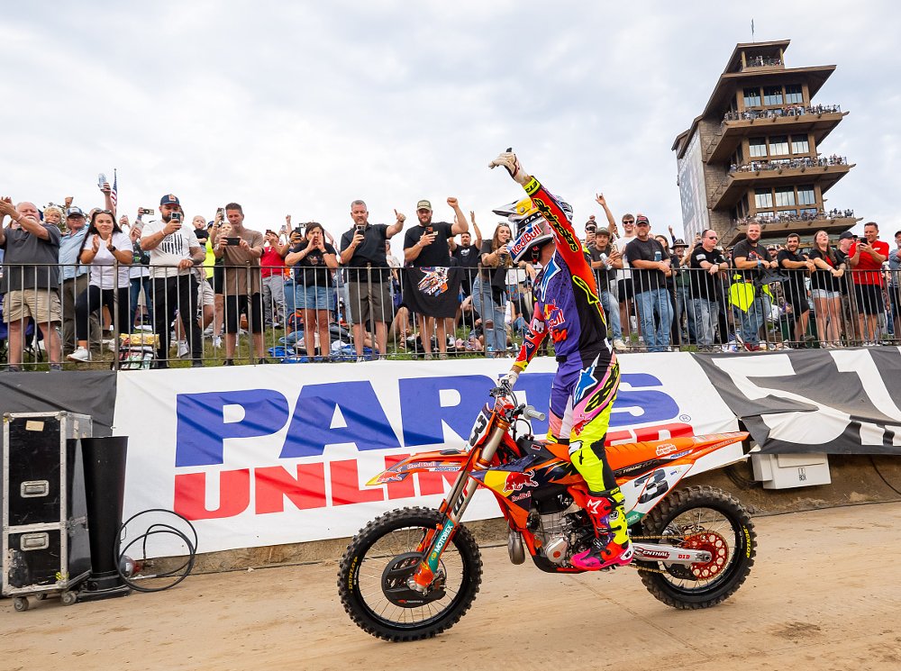 Eli Tomac is cheered by fans as he is introduced before the race