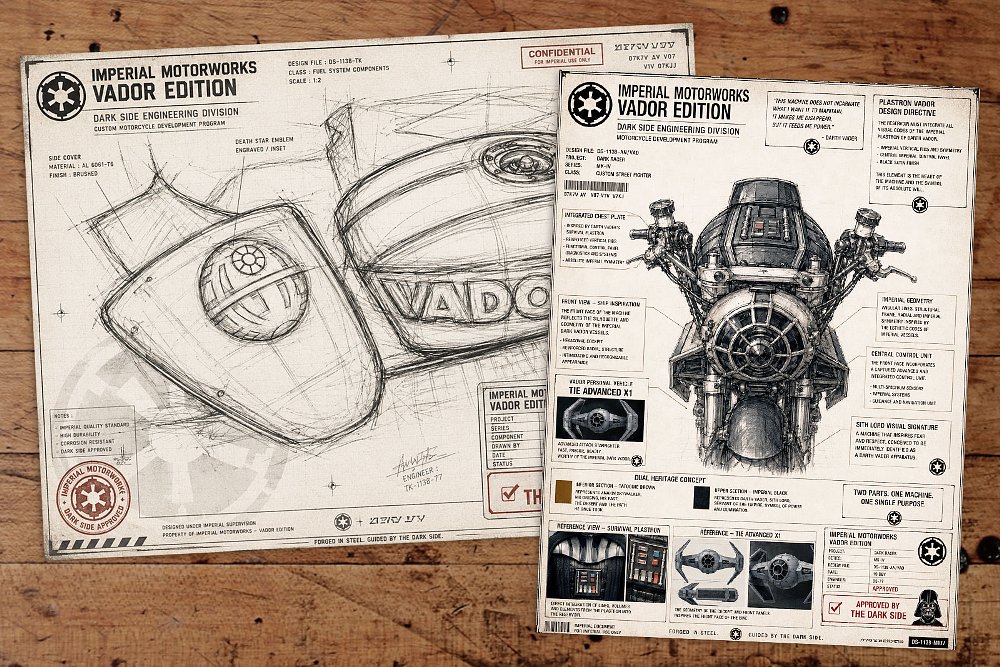 paper 'plans' for building the bike at Imperial Motorworks