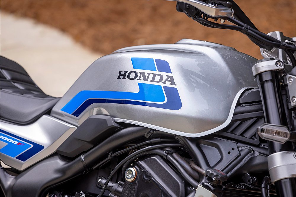 A close up of the CB1000F's fuel tank.