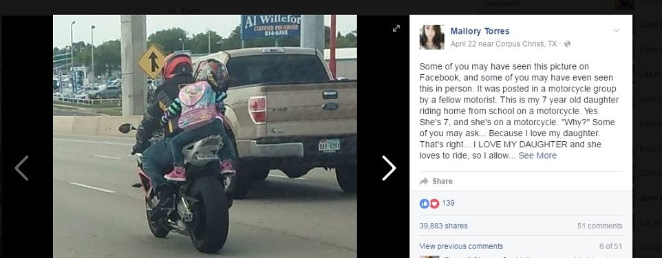 Mother fights back after being shamed on Facebook for letting daughter ride
