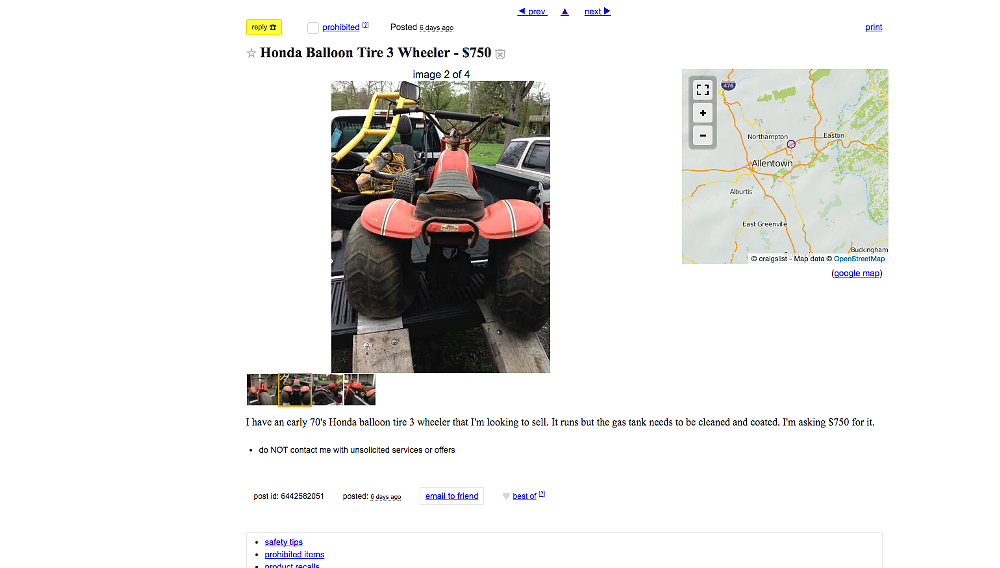 For sale: Craigslist Honda trike good enough for James Bond