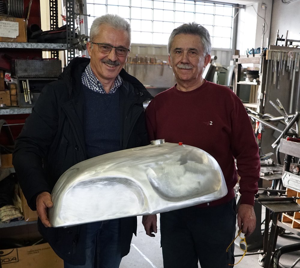 Giovanni and Carlo Magni and a fuel tank