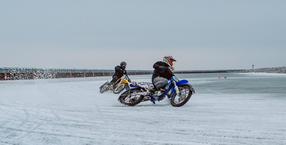 Studs on ice: Three idiots, two vintage bikes, one semi-frozen lake