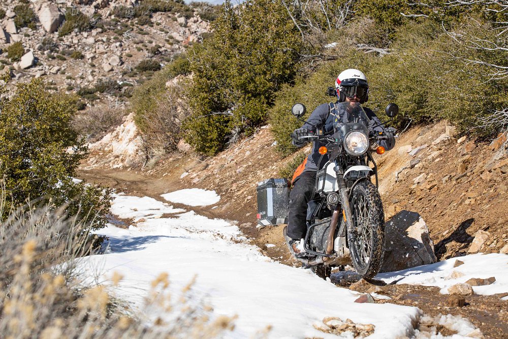 Royal Enfield Himalayan rocky snow trail
