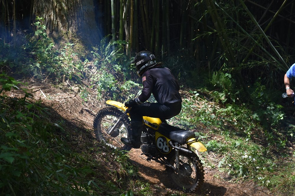climbing a hill in AHRMA vintage off-road racing
