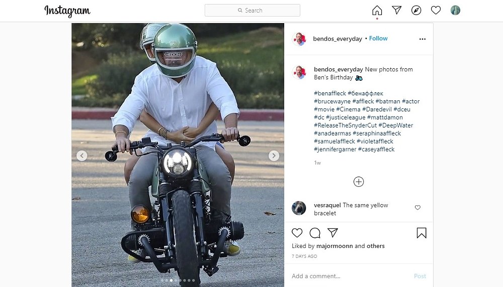 Ben Affleck riding his custom BMW