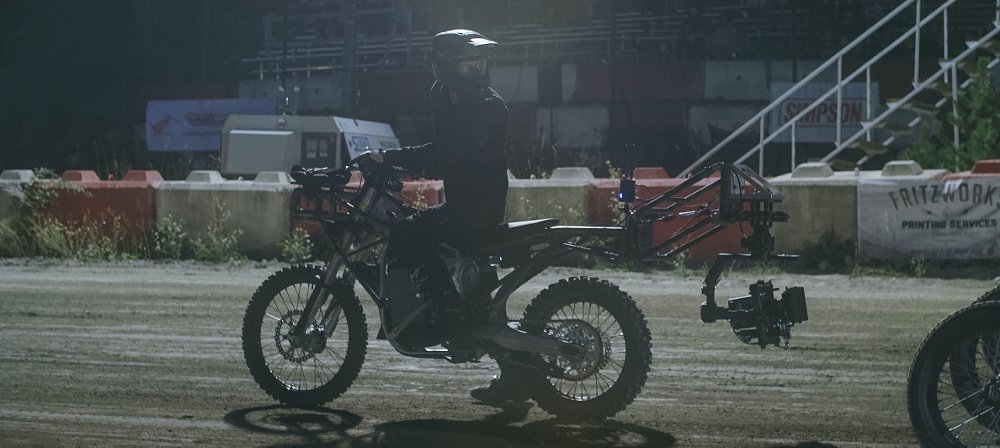 Agile camera bike in action flat track