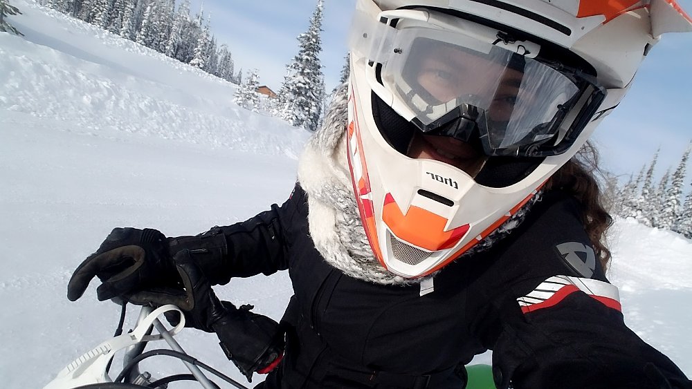 selfie on the motorcycle in the snow
