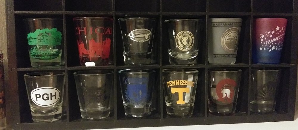 shot glasses collected from the journey
