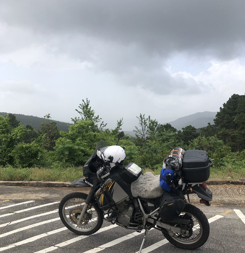 KLR650 loaded with gear