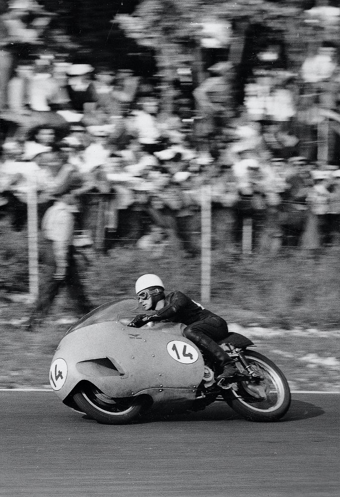 Keith Campbell racing the Moto Guzzi V-8