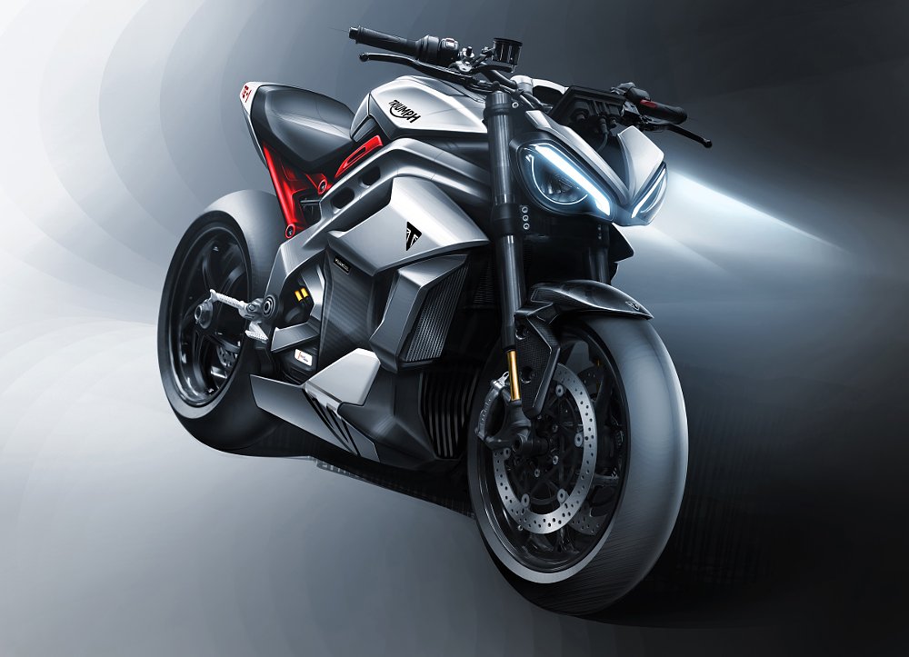 drawing of Triumph electric motorcycle