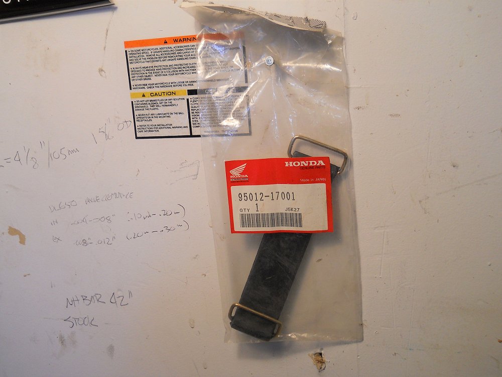 Honda CB400F battery strap still in plastic bag
