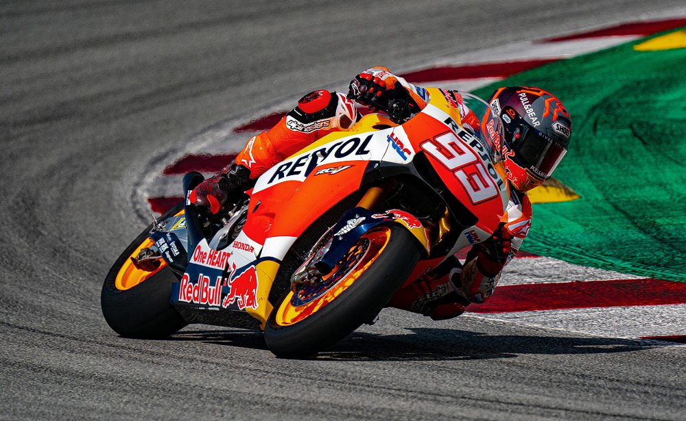 Marc Marquez riding the RC213V-S at the Barcelona circuit