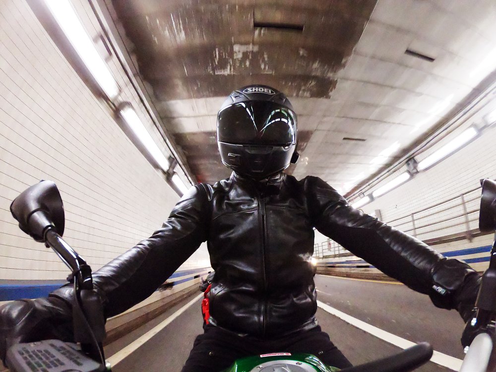 Riding the Benelli through Chesapeake Bay tunnel made me think of the ocean collapsing in on either side of me the entire time I rode through it.