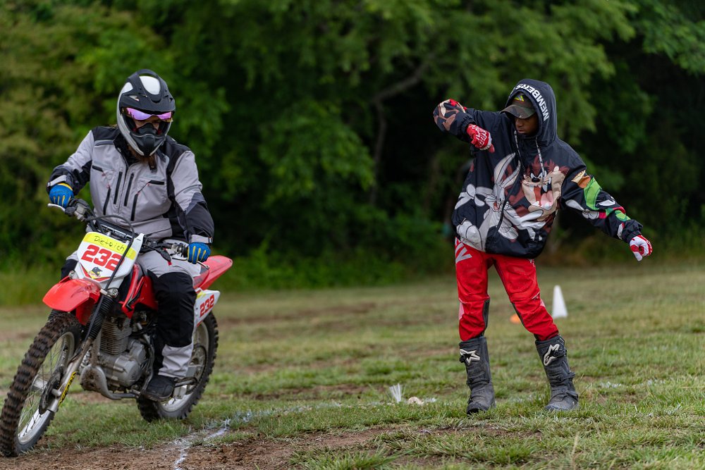 coach and student at dirt bike school