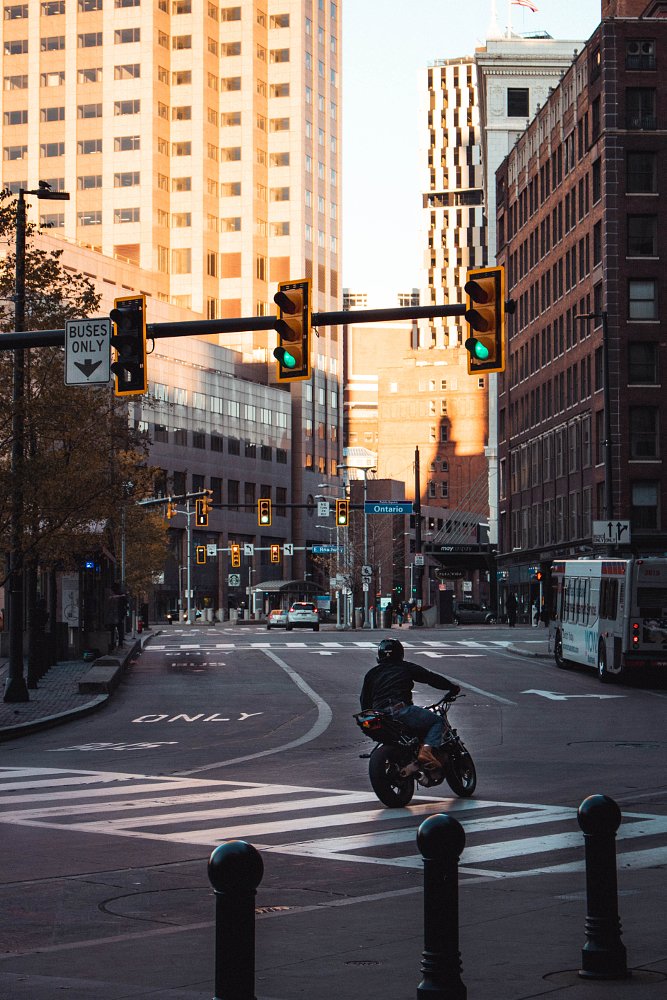 Street riding motorcycle