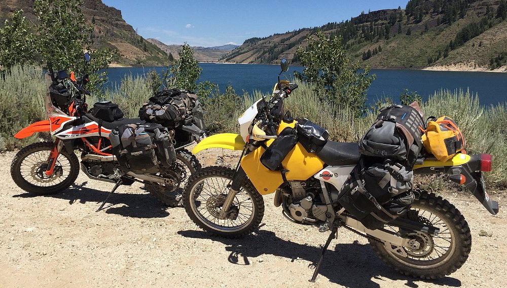 Old versus new: A worn Suzuki and a shiny new KTM take on the BDR