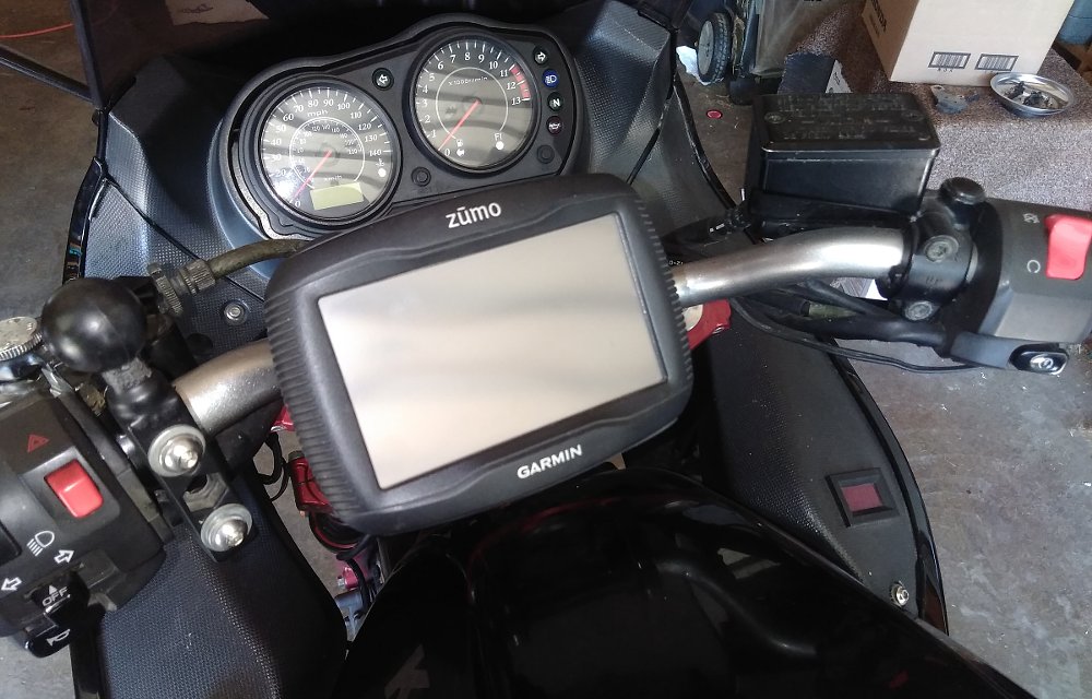 GPS unit mounted on the motorcycle
