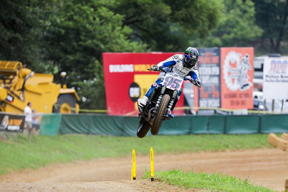 J.D. Beach going over a jump on a TT track